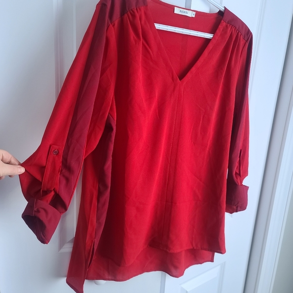 Rickis lightweight two-tone red Tunic blouse - Picture 3 of 3